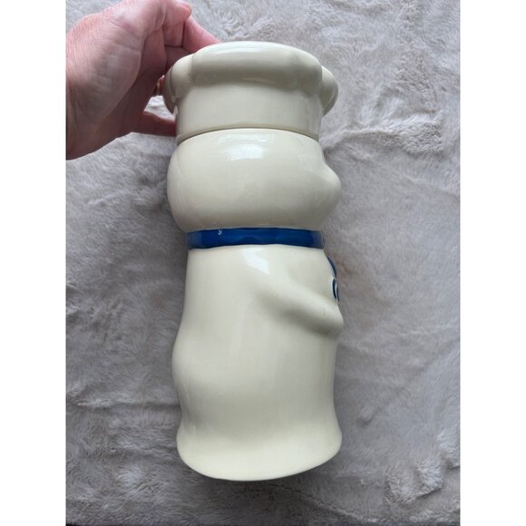Pillsbury Doughboy Ceramic Cookie Jar 12" White & Blue Vintage Kitchen Decor - Picture 4 of 9